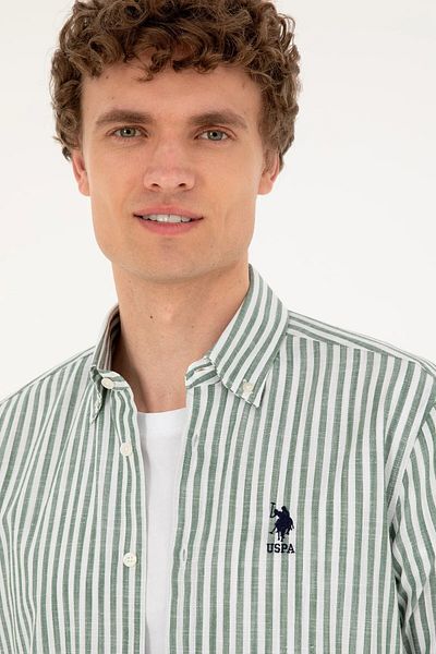 U.S. Polo Assn. Ανδρικό πουκάμισο Χακί - Μακρυμάνικο, ARİEN CLOTHING