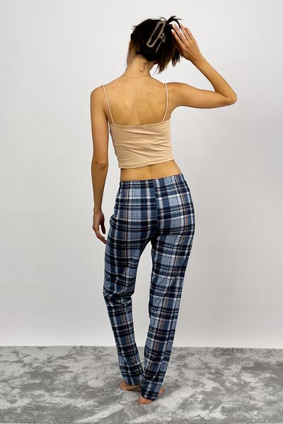 Betimoda Pijamale portocalii pentru femei - Pantaloni de trening din bumbac cu model în carouri cu panglică
