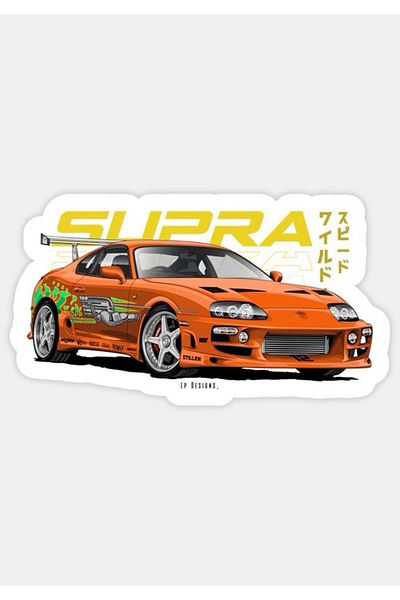 MegaSticker Autocolant cu model Toyota Supra - Mașină, Motocicletă, Cască, Laptop, Cameră video 14x7 Cm