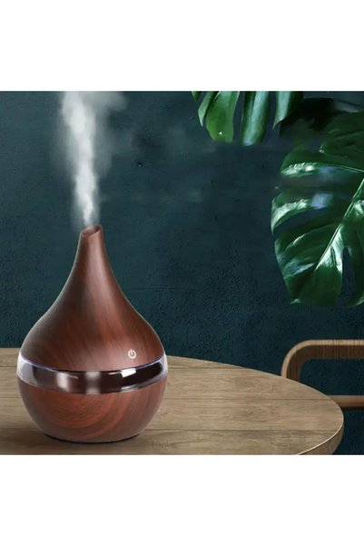 Tisul Kahverengi Japon Hava Nemlendirici Model 300ml Aroma Terapi Oda 7 Renk Ultrasonik Ahşap Görünüm Led
