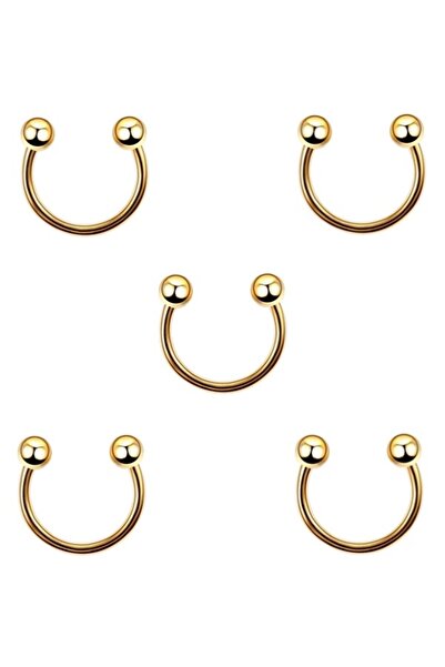 MAZEN 5 Adet Cerrahi Çelik 8 mm Nal Piercing Yarım Halka Piercing