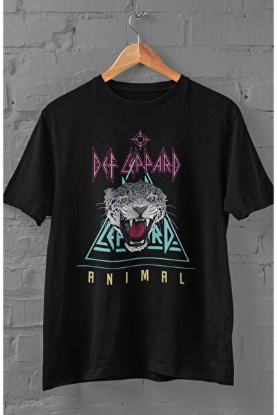 Fuddy Moda تي شيرت كبير الحجم مطبوع للجنسين من Def Leppard - موضوع موسيقى الر...