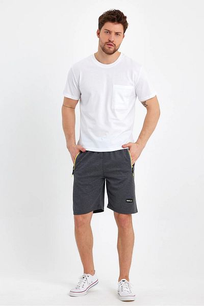Rodi Jeans Men's Gray Double Face Shorts - Comfortable Fit, Elastic Waist and Zippered Front and Back Pocket