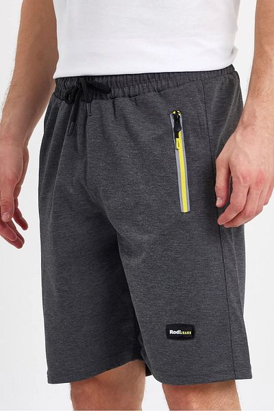 Rodi Jeans Men's Gray Double Face Shorts - Comfortable Fit, Elastic Waist and Zippered Front and Back Pocket