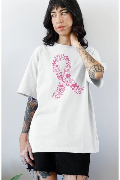 Fuddy Moda Γυναικείο μπλουζάκι Oversize με ροζ κορδέλα