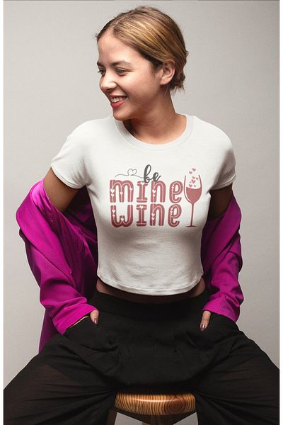 Fuddy Moda Be Mine Wine - Women's Printed Crop Top