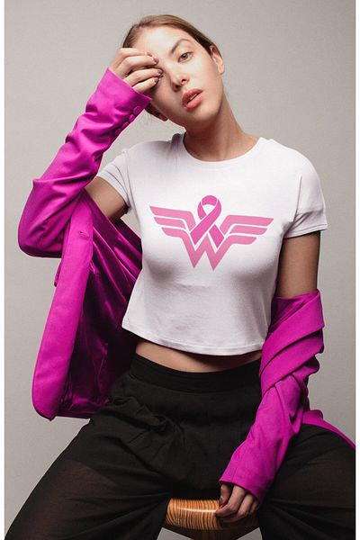 Fuddy Moda Κορδέλα με στάμπα ροζ Crop Top - Γυναικεία εμπριμέ Crop Μπλούζα