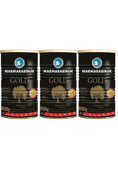 MarmaraBirlik Gold Siyah Zeytin 800 gr Xl 3 Adet