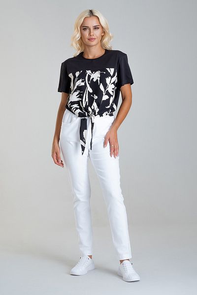 Bold & Young Tricou de damă din lycra din viscoză imprimat cu cravată - gât crew