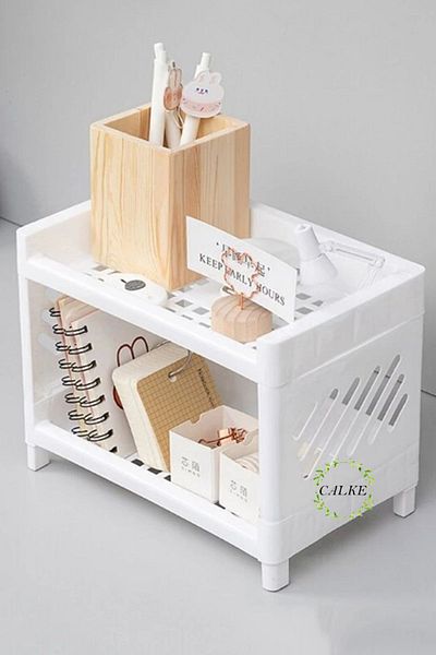 Calke Organizer Organizer Shelf 2 Tiers Versatile White