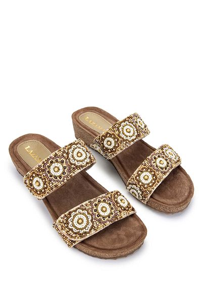 LAZAMANİ Papuci de damă vegani Lazamani Beige - Design simplu
