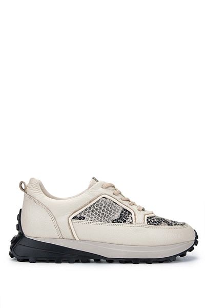Tamer Tanca Beige Genuine Leather Women's Sneakers - Sports Shoes