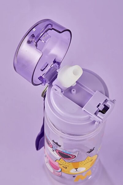 Calke Children's Water Bottle 500 ml with Straw Polycarbonate Bpa Free - Cat