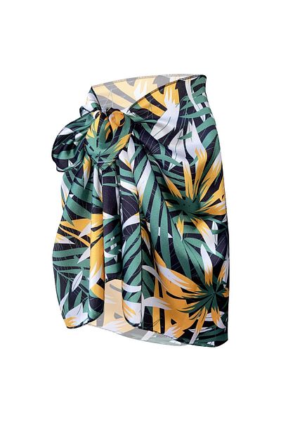 Bolder Sakura Green Leaf Satin Sheer Pareo (147*55)