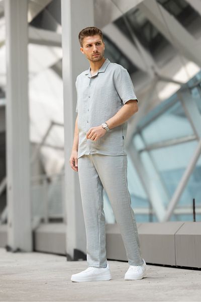 Decas Gray Gummy Regular Fit Shirt Set