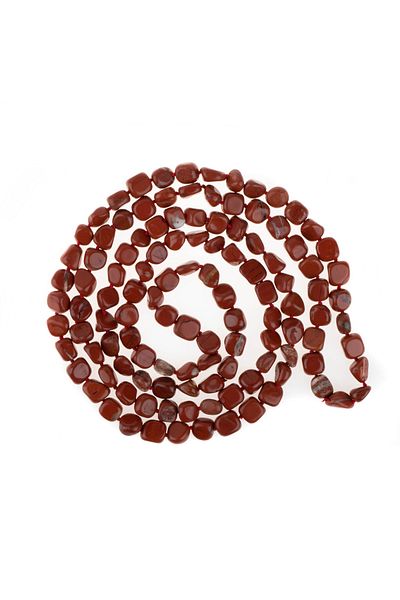 Zeynep Büyükbay Jasper Red Natural Stone Knotted Necklace