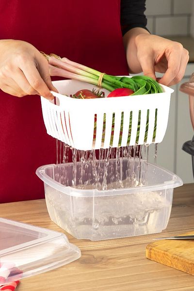 Calke Vegetable Fruit Olive Washing Storage Container with Strainer and Lid