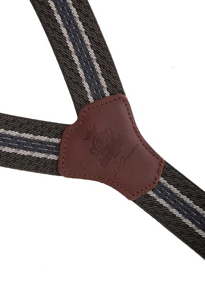 Kravatkolik Green Jacquard Leather Trouser Strap - Lace-up and Button Hole PAN173