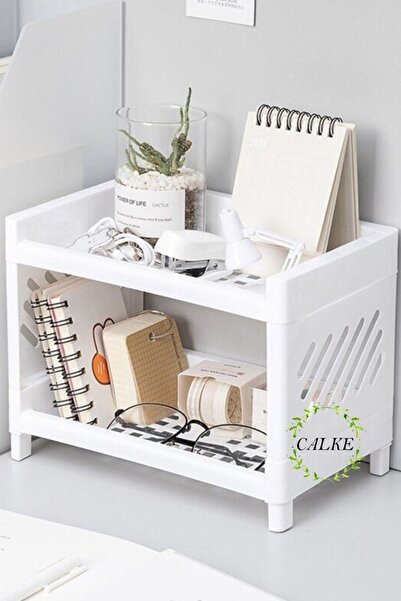 Calke Düzenleyici Organizer Raf 2 Katlı Çok Yönlü Beyaz