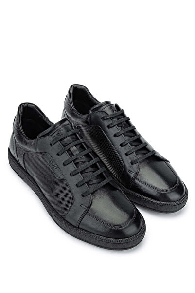 Tamer Tanca Erkek Hakiki Deri Siyah Casual Ayakkabı