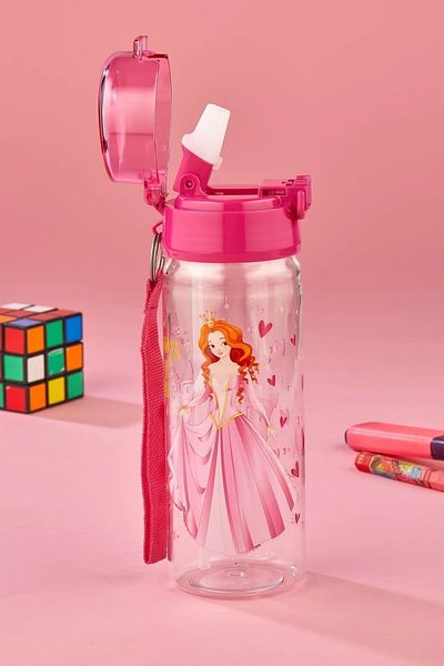 Calke Children's Water Bottle 500 ml with Straw Polycarbonate Bpa Free - Princess