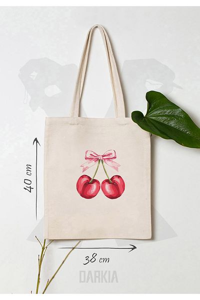 Darkia Geantă de umăr din pânză cu design Kurdale - Cireș