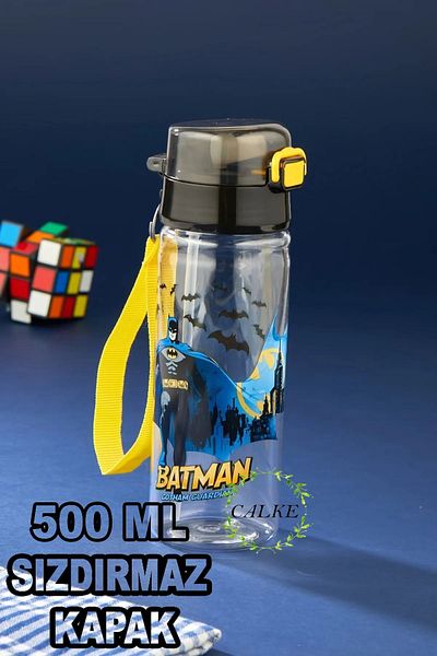 Calke Children's Water Bottle 500 ml with Straw Polycarbonate Bpa Free - Batman