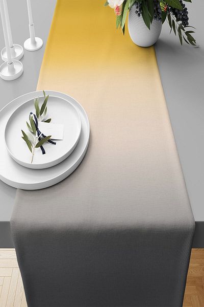 linazaitun Yellow Gray Pattern Stain Resistant Fabric Living Room Kitchen Table Changed Ranir Models Runner