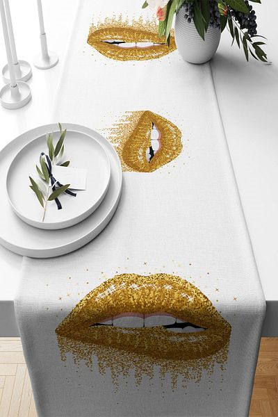 on the clouds Gold Lip Stain - Ανθεκτικό ύφασμα Τραπέζι κουζίνας σαλονιού, διαφορετικά μοντέλα