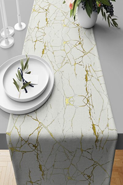 Pelangi Beyaz Mermer Desenli Leke Tutmaz Kumaş Salon Mutfak Masa Değişik Ranı...