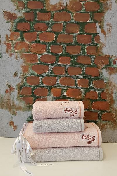 Taç Herda Bamboo Bath Set - Salmon Mink