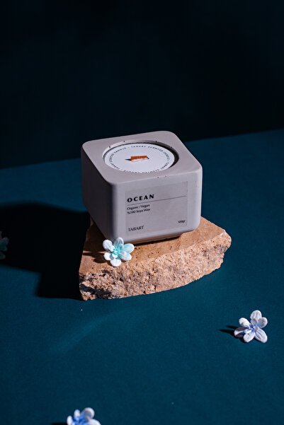 TABART %100 Soya Wax Organik Beton Mum & Saksı - Ocean