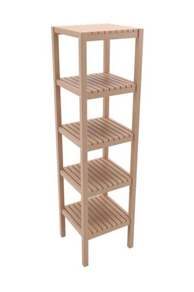 Morvizyon Ahşap raf 5 raflı lı kitaplık, mutfak,  banyo, balkon çok amaçlı raf