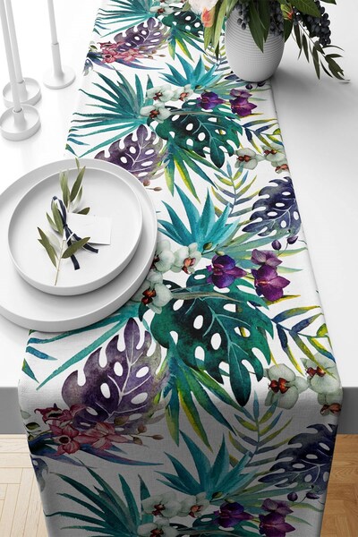 Pelangi Beyaz Yaprak Desenli Leke Tutmaz Kumaş Salon Mutfak Masa Değişik Ranı...