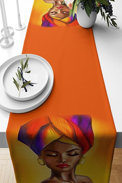 Pelangi Afrika Kadın Temalı Leke Tutmaz Kumaş Salon Mutfak Masa Değişik Ranır...