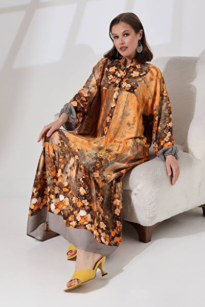 Bold Grup Premium Viscose Women's Hijab Dress - Loose Fit, Ethnic Pattern