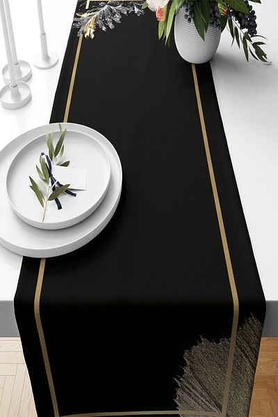 on the clouds Black Leaf Stain Runner for Living Room and Kitchen - Non-Stainable Fabric, Different Ranir Models