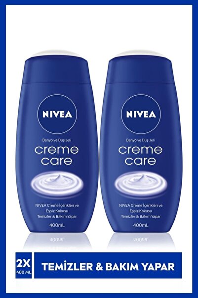 NIVEA Creme Care Banyo Ve Duş Jeli 400ml, Ekstra Bakım Yapan Vücut Şampuanı X 2 Adet