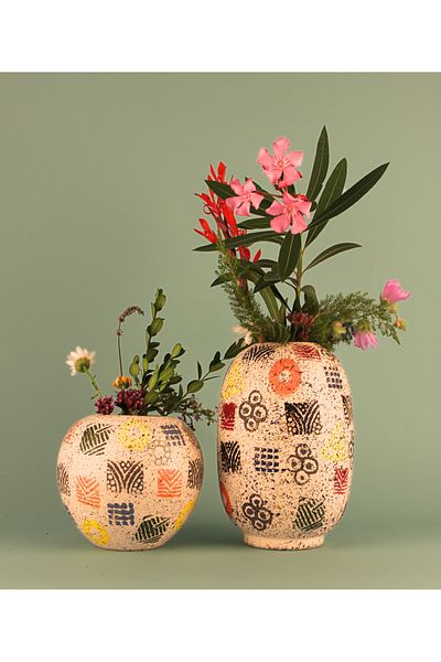 Hmydesign Set of 2 Marelle Patterned Vase Colorful