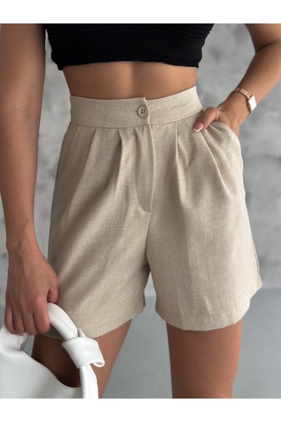 Winmoda34 Γυναικείο σορτς Linen Trend 2 Pocket