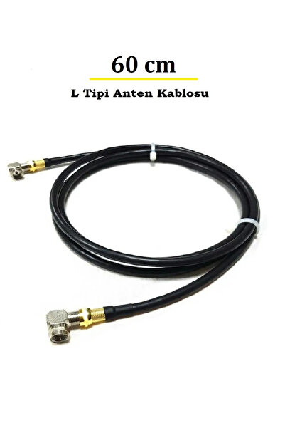 ANKTEK 60 cm L Tipi F Konnektörlü 90 Derece Çevirmeli Hazır Anten Uydu Kablosu “Tak Çalıştır” Siyah