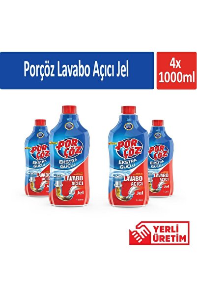 Porçöz Lavabo Açıcı Jel 1000 ml x 4 Adet