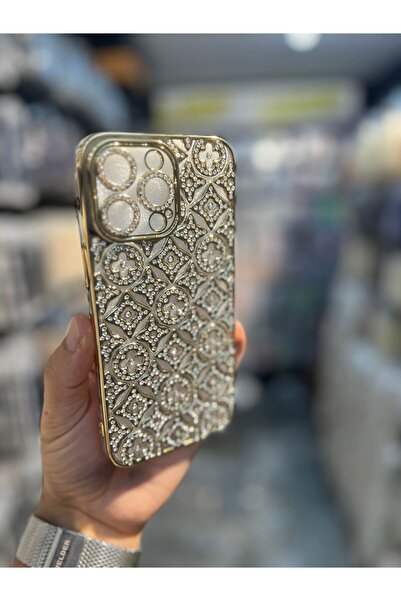 windplus iPhone 15 Pro Kamera Lens Taşlı Kristal Kaplama İşlemeli Elit Case K...