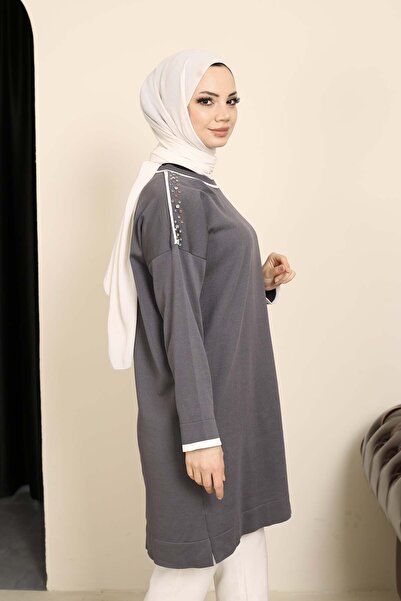 Miraystyle Omzu Taş Detaylı Merserize Tunik