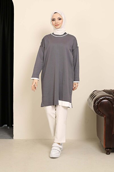 Miraystyle Omzu Taş Detaylı Merserize Tunik