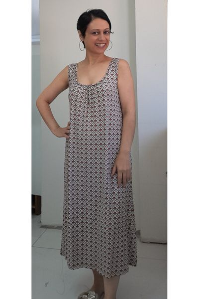 Mertcan Butik Φόρεμα με μοτίβο βιζόν - Βαμβακερό βαμβακερό φόρεμα με κορδόνια και πλάτη