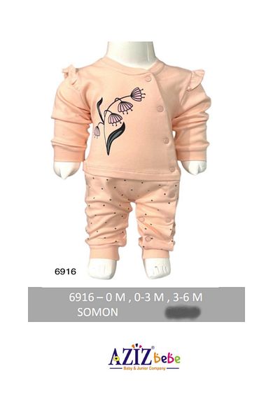 Aziz Bebe 0-3-6 Months Size Floral Patterned Footless Jumpsuit