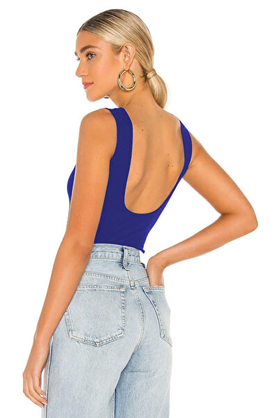 By Kul Design Women's Jarse Back Decolte Boat Neck Bodysuit