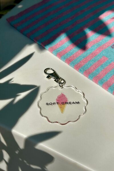 klovi إكسسوار حقيبة سلسلة مفاتيح مجعدة بالآيس كريم الناعم