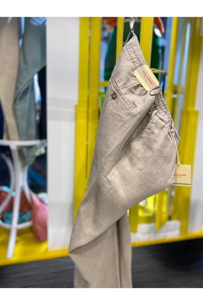 Perecoma Corcotti 100%  Ham Keten Belden Lastikli Casual Fit Rahat Kalıp